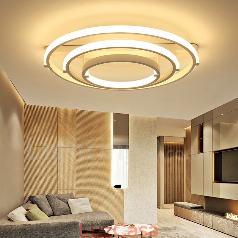 Lustre moderno contemporâneo de 3 anéis