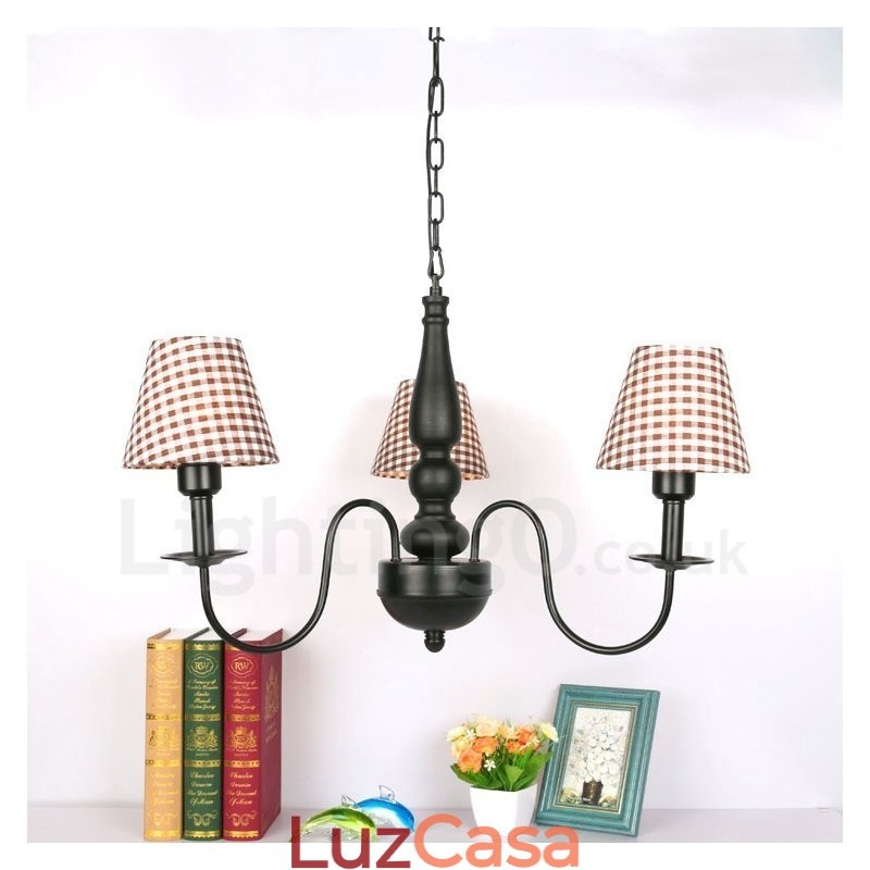 Lustre de metal integrado clássico tradicional de 3 luzes