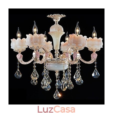 Luminárias pendentes de cristal de liga de zinco estilo europeu e jade natural Luminárias pendentes de cristal de liga de zinco estilo europeu e jade natural