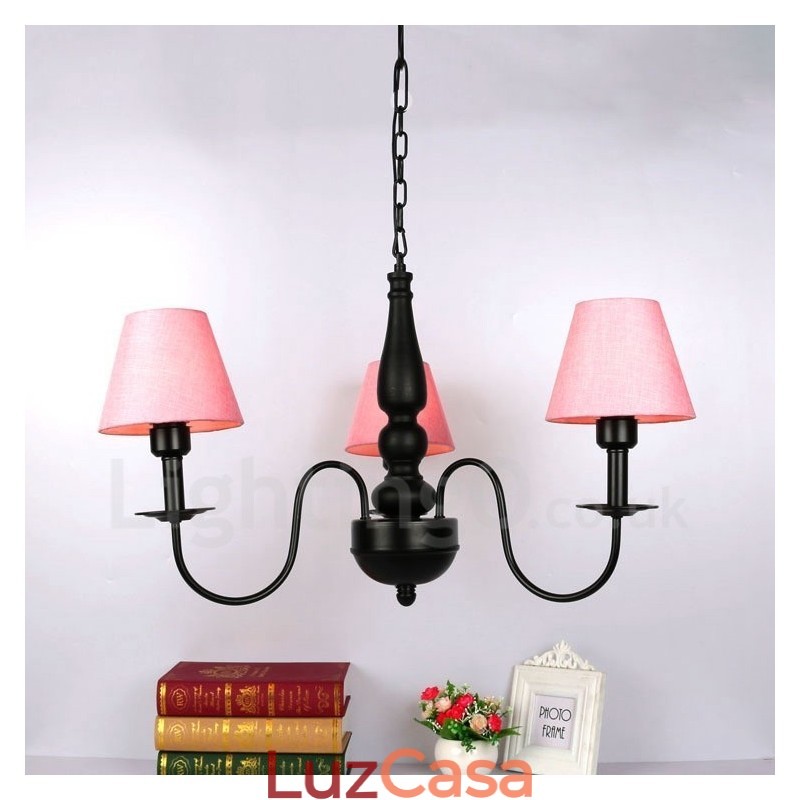 Lustre de metal integrado clássico tradicional de 3 luzes
