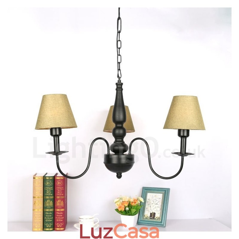 Lustre de metal integrado clássico tradicional de 3 luzes
