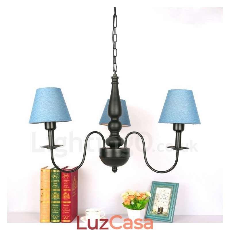 Lustre de metal integrado clássico tradicional de 3 luzes