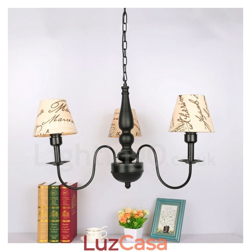 Lustre de metal integrado clássico tradicional de 3 luzes