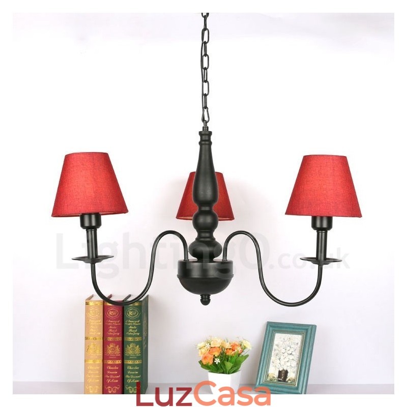 Lustre de metal integrado clássico tradicional de 3 luzes