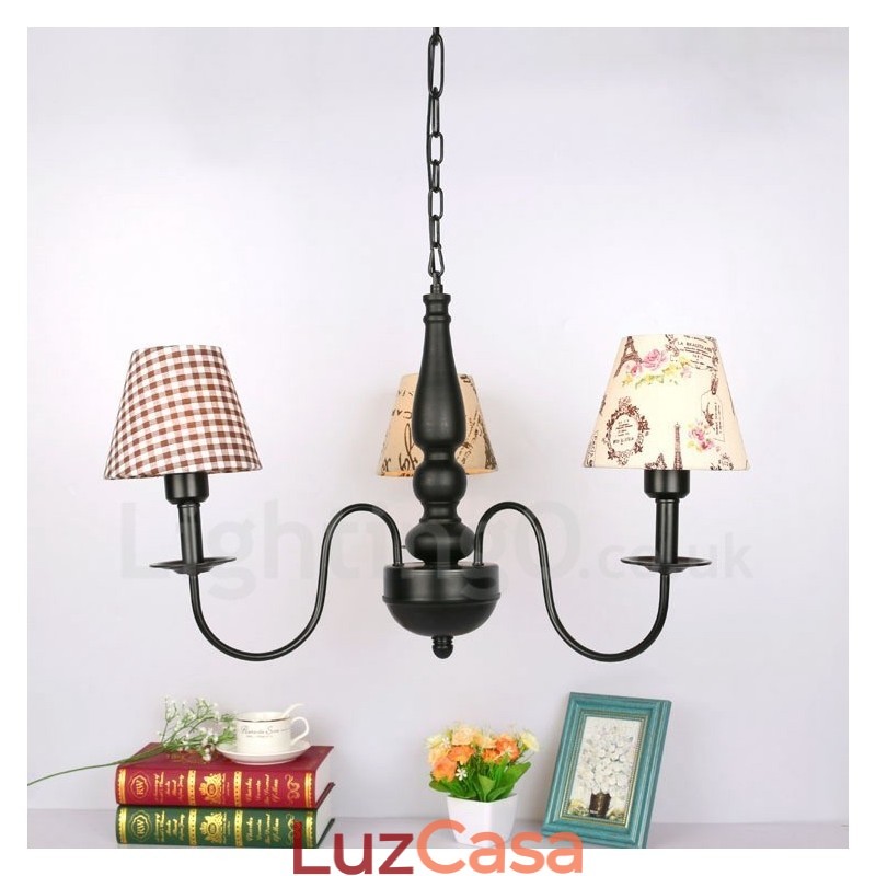 Lustre de metal integrado clássico tradicional de 3 luzes