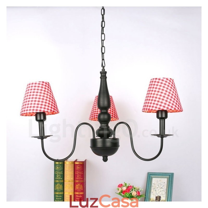 Lustre de metal integrado clássico tradicional de 3 luzes