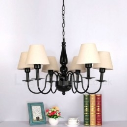 Lustre de metal integrado estilo mediterrâneo de 6 luzes