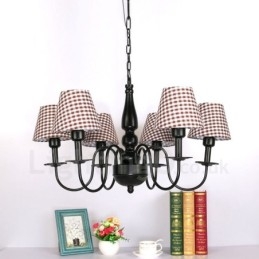 Lustre de metal integrado estilo mediterrâneo de 6 luzes