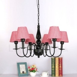 Lustre de metal integrado estilo mediterrâneo de 6 luzes
