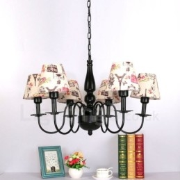 Lustre de metal integrado estilo mediterrâneo de 6 luzes
