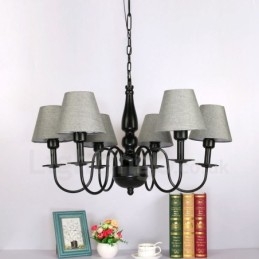Lustre de metal integrado estilo mediterrâneo de 6 luzes