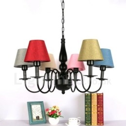 Lustre de metal integrado estilo mediterrâneo de 6 luzes