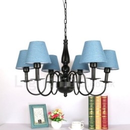 Lustre de metal integrado estilo mediterrâneo de 6 luzes