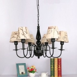 Lustre de metal integrado estilo mediterrâneo de 6 luzes