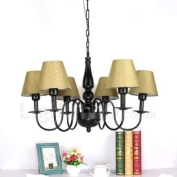 Lustre de metal integrado estilo mediterrâneo de 6 luzes