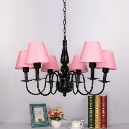 Lustre de metal integrado estilo mediterrâneo de 6 luzes
