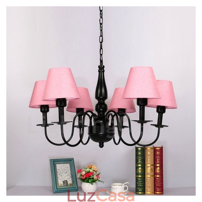 Lustre de metal integrado estilo mediterrâneo de 6 luzes
