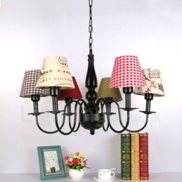 Lustre de metal integrado estilo mediterrâneo de 6 luzes
