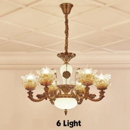 Lustre de metal integrado clássico tradicional de 6 luzes