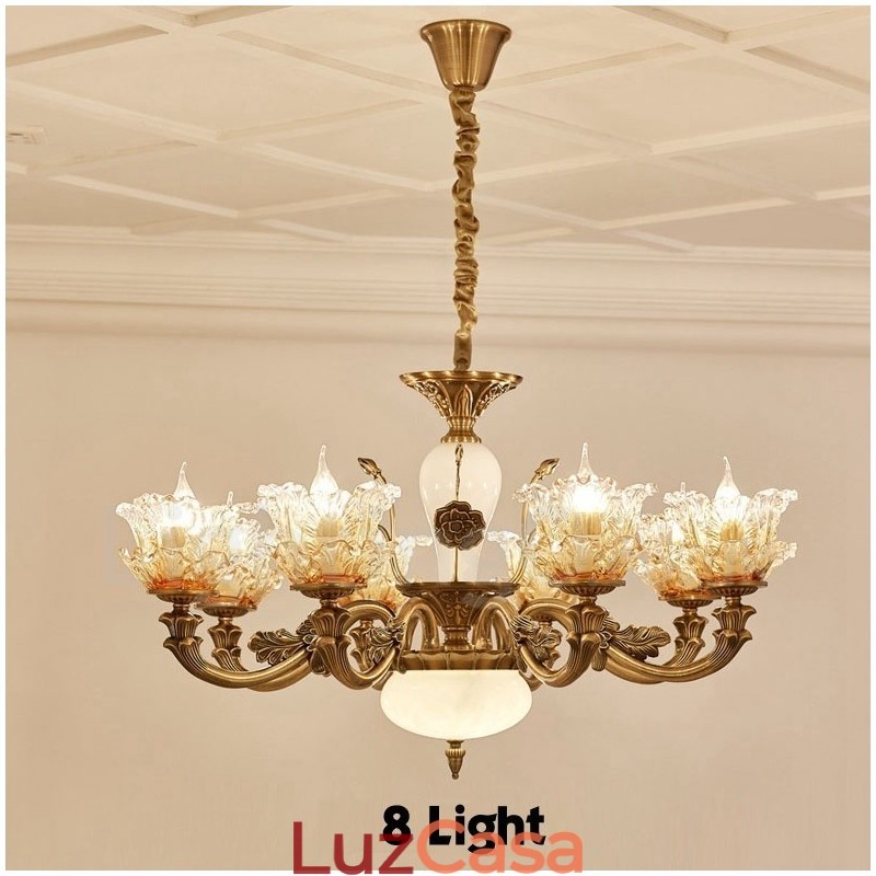 Lustre de metal integrado clássico tradicional de 8 luzes