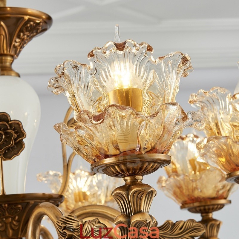 Lustre de metal integrado clássico tradicional de 8 luzes