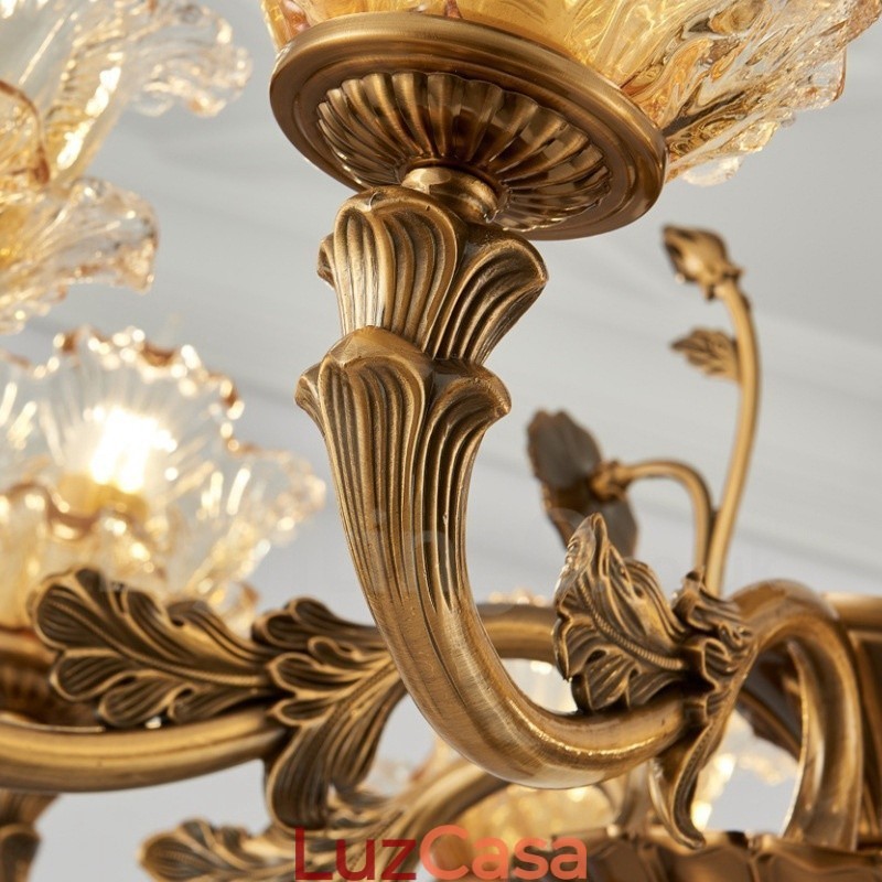 Lustre de metal integrado clássico tradicional de 8 luzes