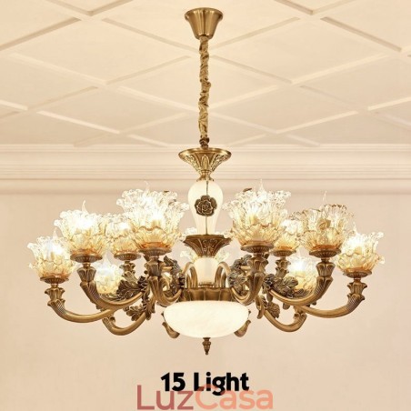 Lustre de metal integrado clássico tradicional de 15 luzes Lustre de metal integrado clássico tradicional de 15 luzes