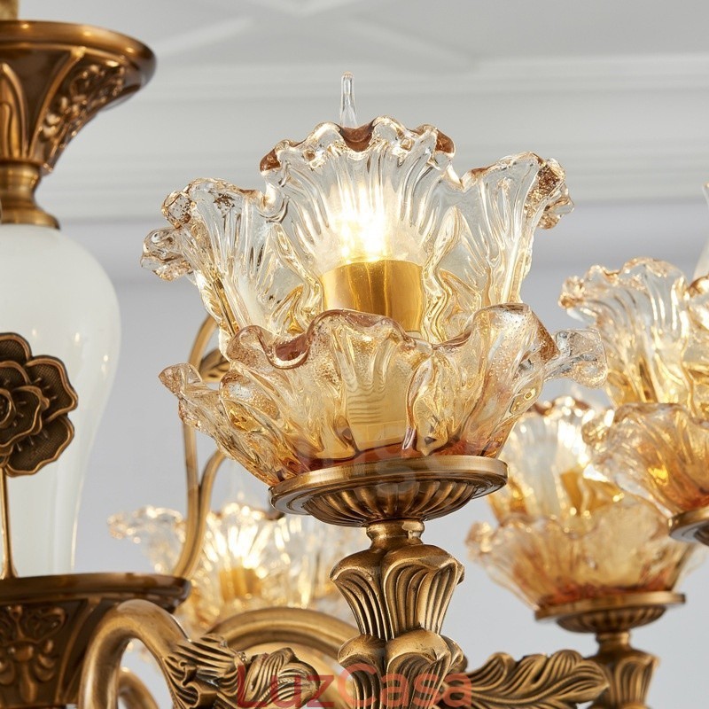 Lustre de metal integrado clássico tradicional de 15 luzes