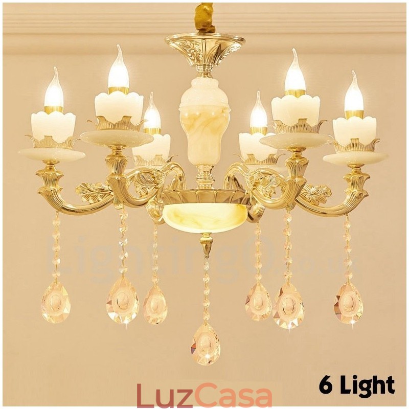 Lustre de metal integrado clássico tradicional de 6 luzes