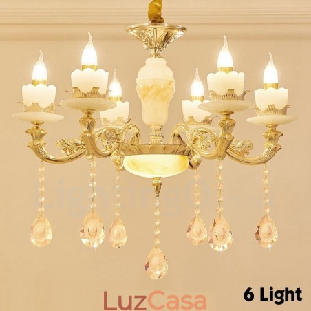 Lustre de metal integrado clássico tradicional de 6 luzes