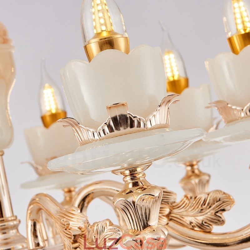 Lustre de metal integrado clássico tradicional de 6 luzes