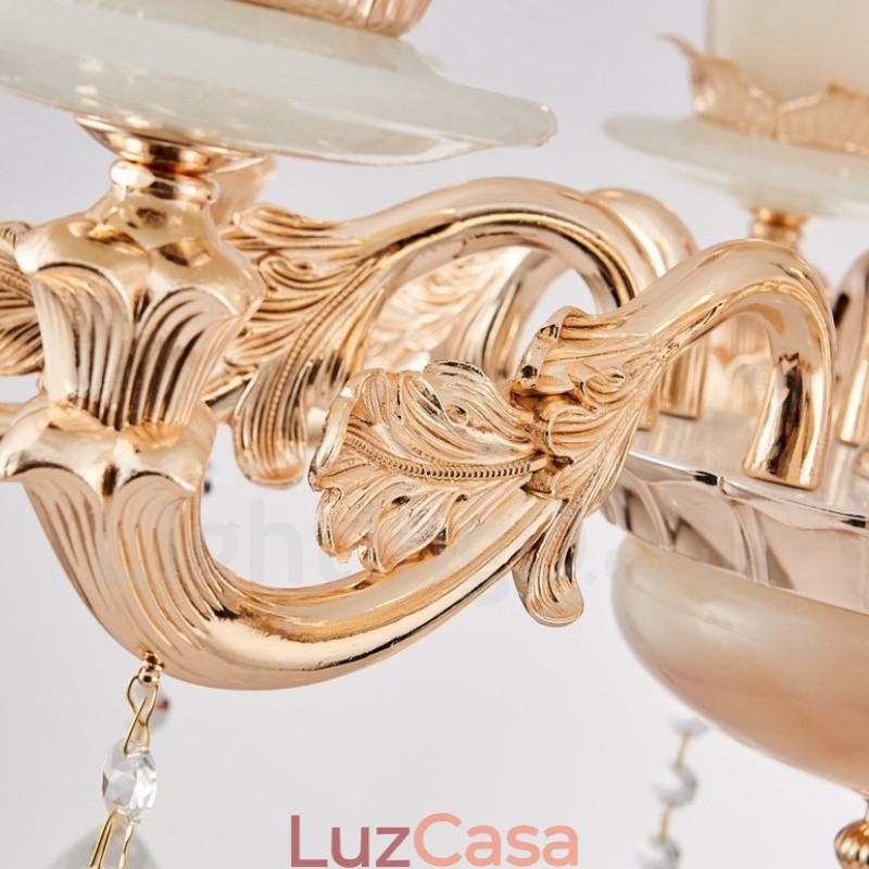 Lustre de metal integrado clássico tradicional de 6 luzes