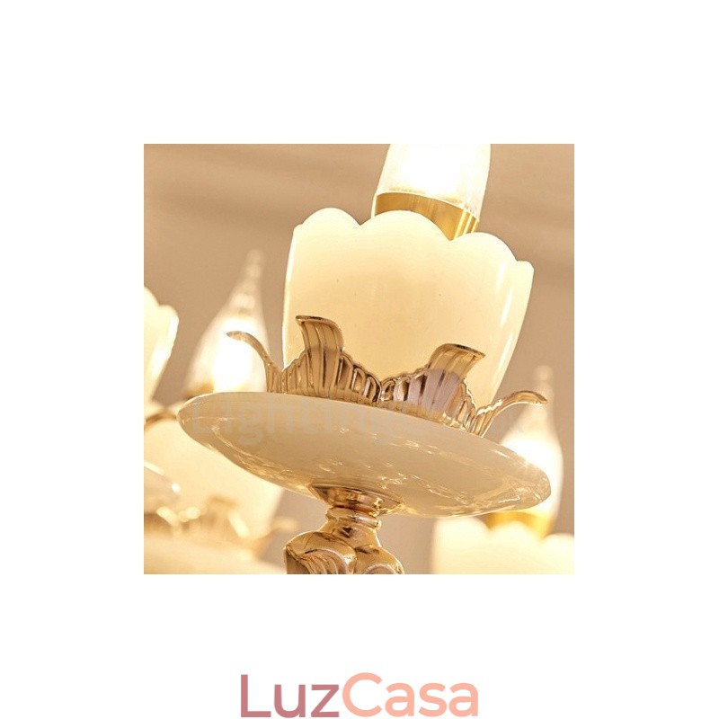 Lustre de metal integrado clássico tradicional de 6 luzes