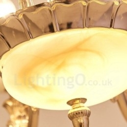 Lustre de metal integrado clássico tradicional de 6 luzes