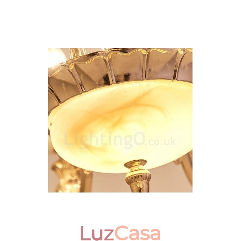 Lustre de metal integrado clássico tradicional de 6 luzes