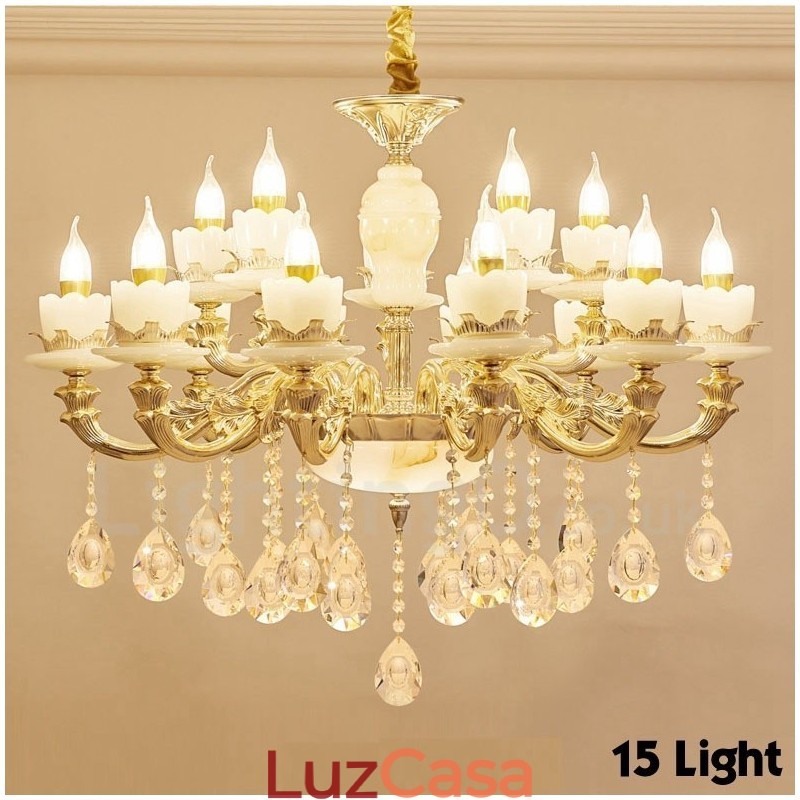 Lustre de metal integrado clássico tradicional de 15 luzes