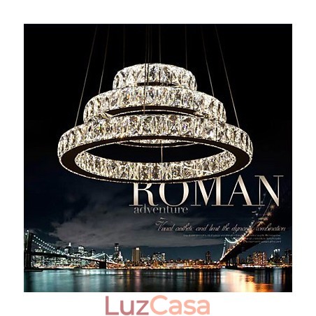 Luminária pendente moderna iluminação quente branco três anéis d204060 transparente k9 grandes luzes de teto de cristal Luminária pendente moderna iluminação quente branco três anéis d204060 transparente k9 grandes luzes de teto de cristal