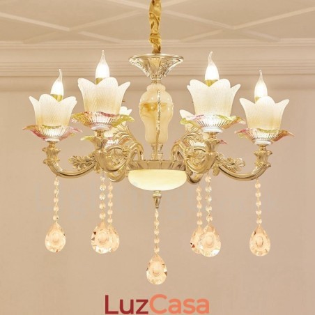 Lustre de metal integrado clássico tradicional de 6 luzes