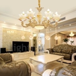 Lustre de metal integrado clássico tradicional de 6 luzes