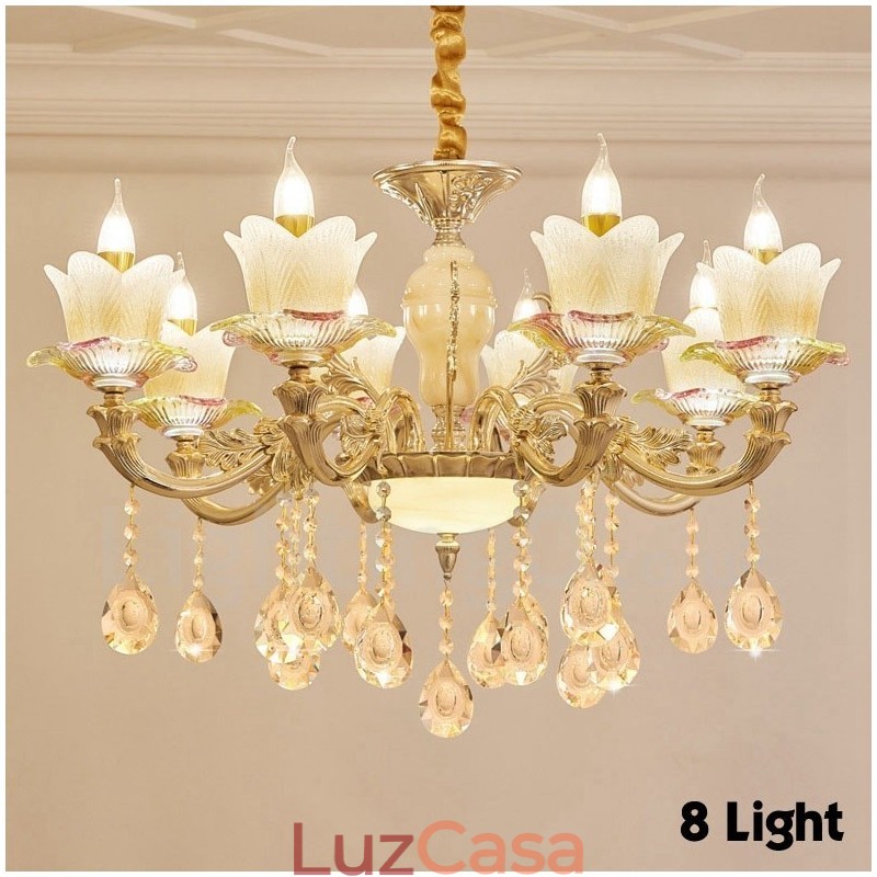 Lustre de metal integrado clássico tradicional de 8 luzes