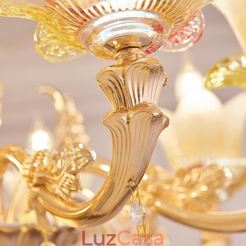 Lustre de metal integrado clássico tradicional de 8 luzes