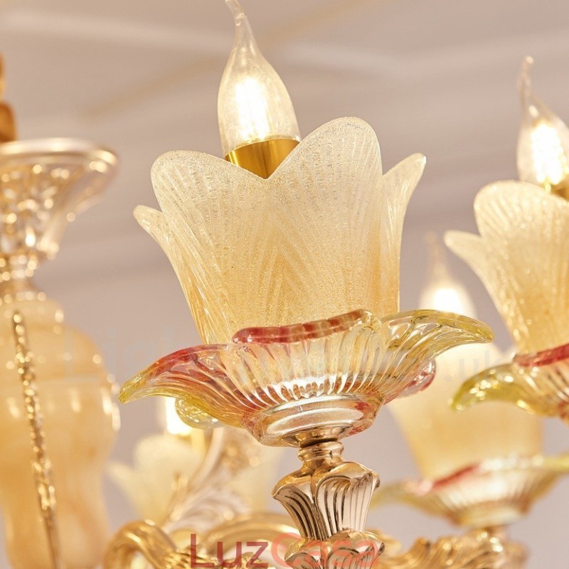 Lustre de metal integrado clássico tradicional de 8 luzes