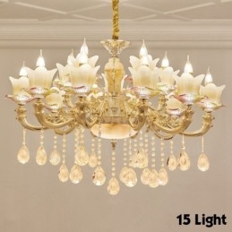 Lustre de metal integrado clássico tradicional de 15 luzes