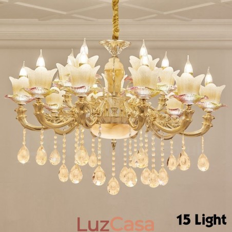 Lustre de metal integrado clássico tradicional de 15 luzes Lustre de metal integrado clássico tradicional de 15 luzes