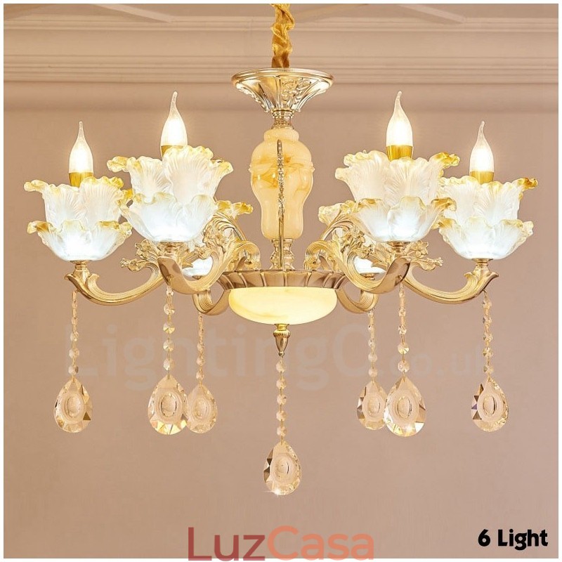 Lustre de metal integrado clássico tradicional de 6 luzes