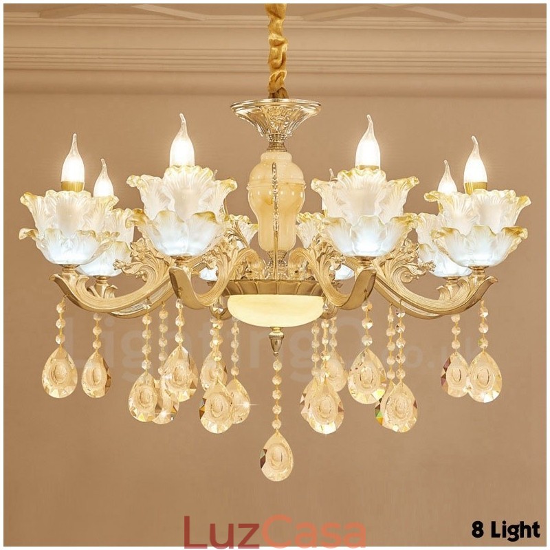 Lustre de metal integrado clássico tradicional de 8 luzes
