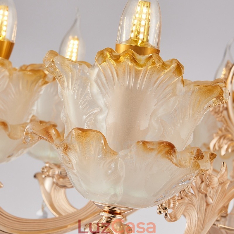 Lustre de metal integrado clássico tradicional de 8 luzes