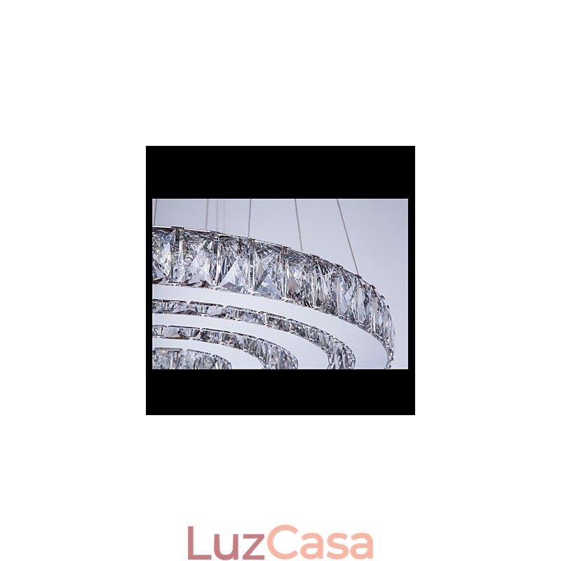 Luminária pendente moderna iluminação quente branco três anéis d204060 transparente k9 grandes luzes de teto de cristal