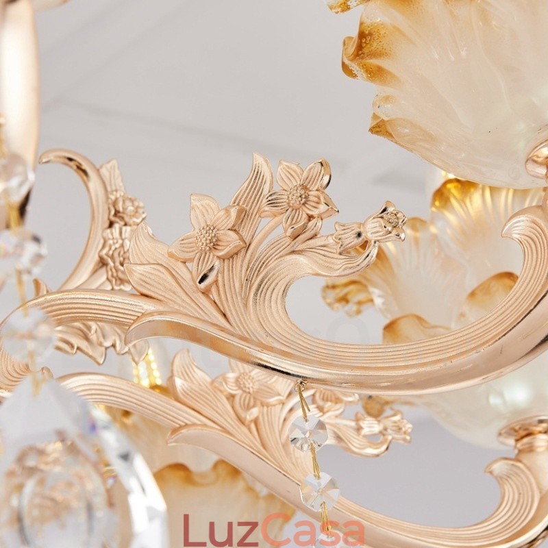 Lustre de metal integrado clássico tradicional de 8 luzes