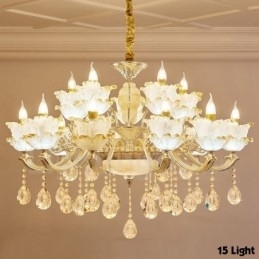 Lustre de metal integrado clássico tradicional de 15 luzes